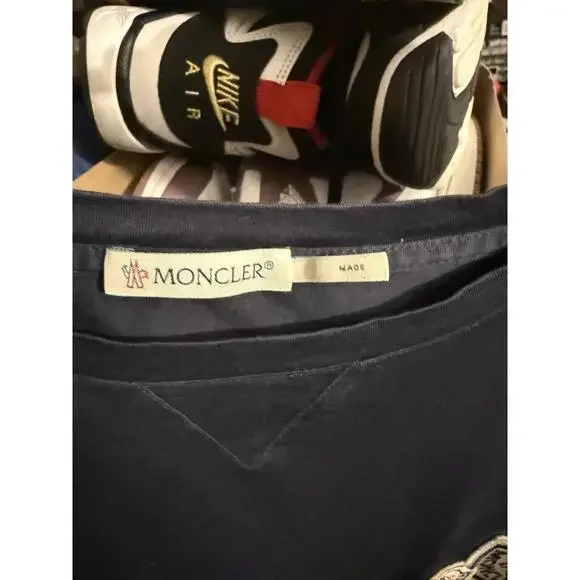 Navy double logo moncler tee sz XXL